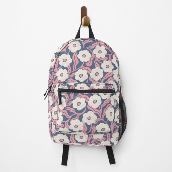 Item preview, Scattered Folk Daisy Floral in Slate Blue & Pink designed and sold by Illustrated by Nat.