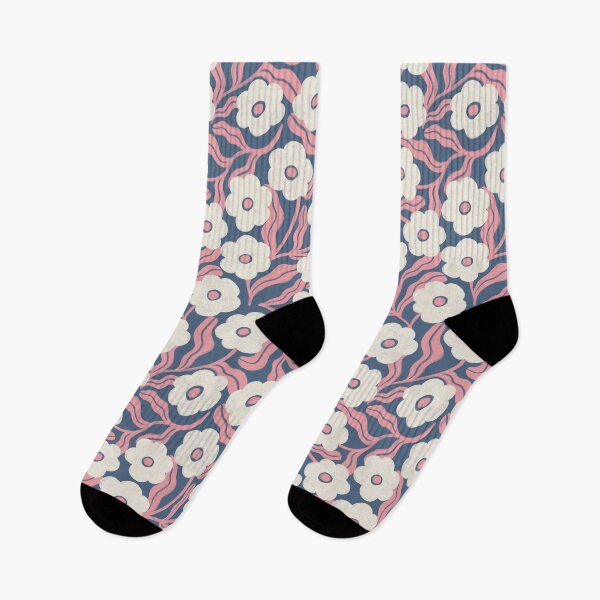 Item preview, Scattered Folk Daisy Floral in Slate Blue & Pink designed and sold by Illustrated by Nat.