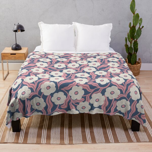 Item preview, Scattered Folk Daisy Floral in Slate Blue & Pink designed and sold by Illustrated by Nat.