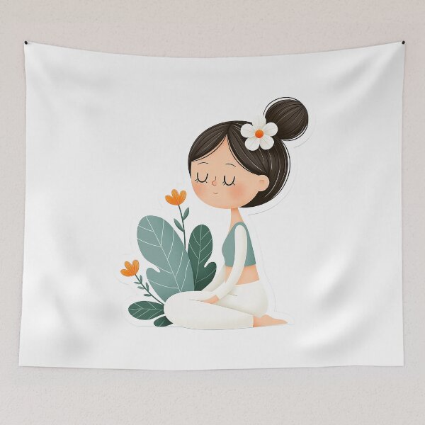 Item preview, cute cartoon girl yoga pose designed and sold by TanyaLovus.