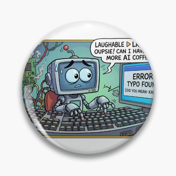 Item preview, Funny AI Robot Typo Found Overheated Computer Comic Art designed and sold by miraldymelody.