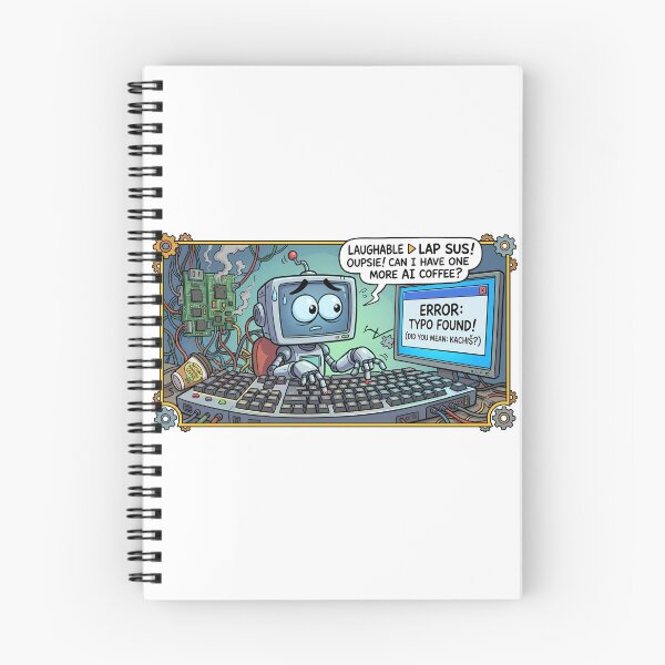 Item preview, Funny AI Robot Typo Found Overheated Computer Comic Art designed and sold by miraldymelody.