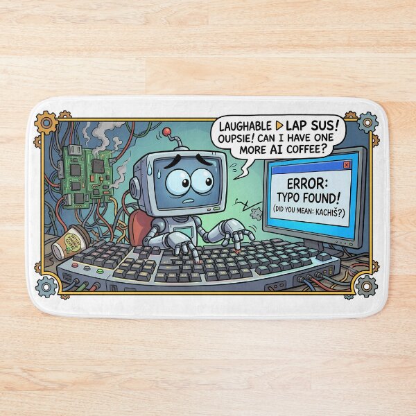 Item preview, Funny AI Robot Typo Found Overheated Computer Comic Art designed and sold by miraldymelody.