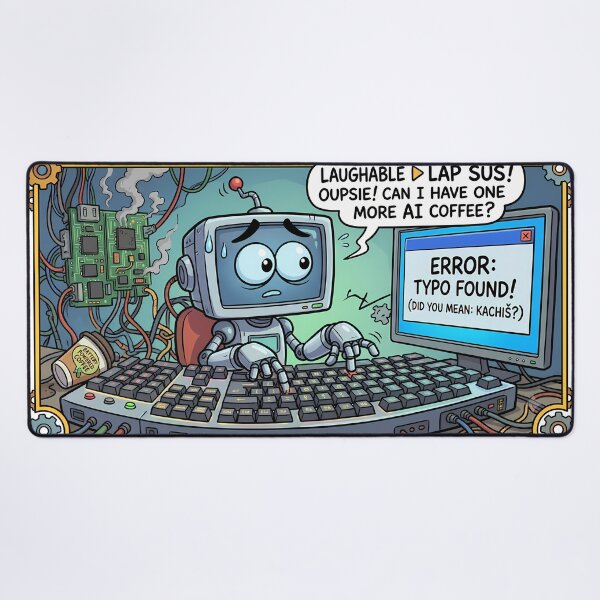 Item preview, Funny AI Robot Typo Found Overheated Computer Comic Art designed and sold by miraldymelody.