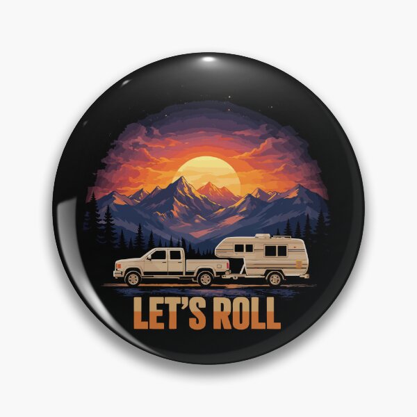 Item preview, Lets Roll Caravan Camping Trailer - Mountain Retro Sunset Art designed and sold by BendyBeasts.