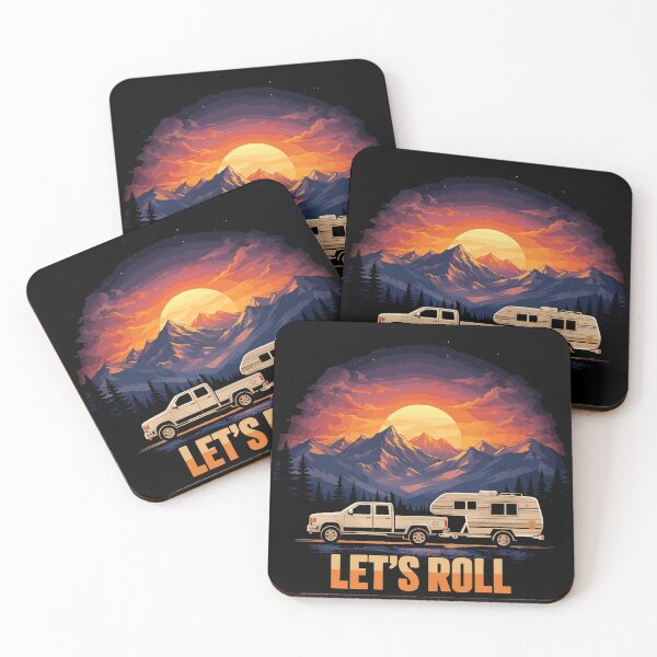 Item preview, Lets Roll Caravan Camping Trailer - Mountain Retro Sunset Art designed and sold by BendyBeasts.