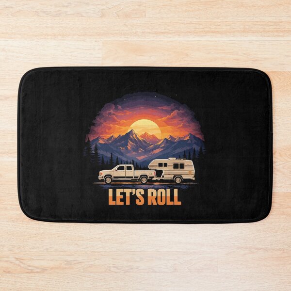 Item preview, Lets Roll Caravan Camping Trailer - Mountain Retro Sunset Art designed and sold by BendyBeasts.