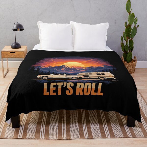 Item preview, Lets Roll Caravan Camping Trailer - Mountain Retro Sunset Art designed and sold by BendyBeasts.