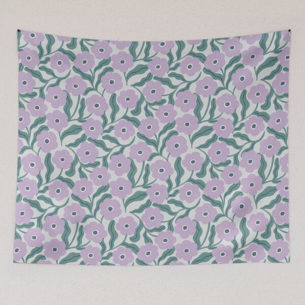 Item preview, Scattered Folk Daisy Floral in Powder Blue, Teal & Lilac designed and sold by Illustrated by Nat.