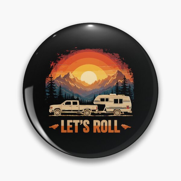Item preview, Lets Roll Caravan Camping Trailer - Mountain Retro Sunset Art designed and sold by BendyBeasts.
