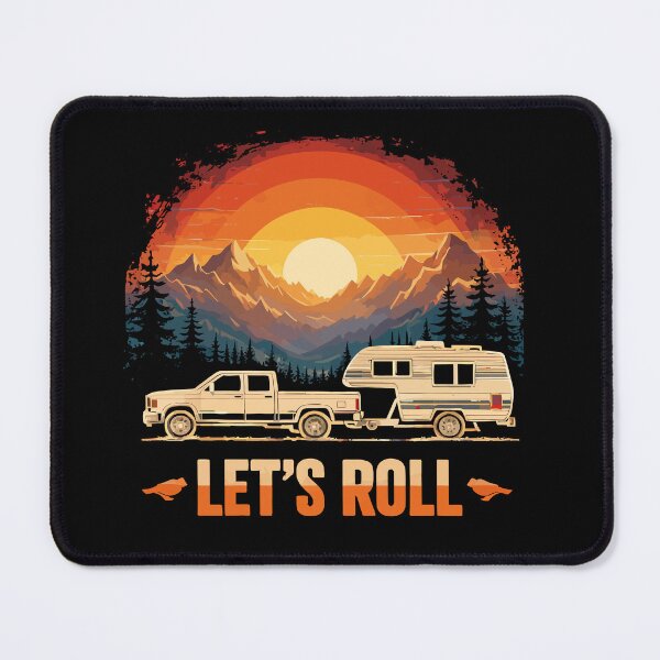 Item preview, Lets Roll Caravan Camping Trailer - Mountain Retro Sunset Art designed and sold by BendyBeasts.