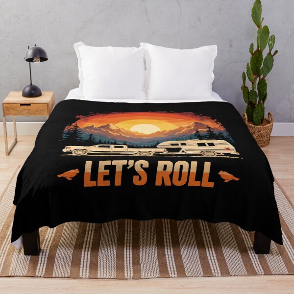 Item preview, Lets Roll Caravan Camping Trailer - Mountain Retro Sunset Art designed and sold by BendyBeasts.