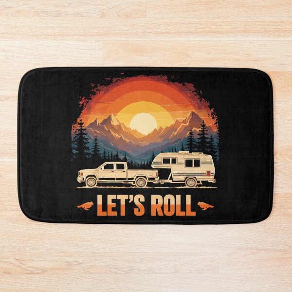 Item preview, Lets Roll Caravan Camping Trailer - Mountain Retro Sunset Art designed and sold by BendyBeasts.