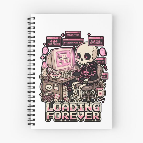 Item preview, Skeleton in Hoodie Sitting at Retro Computer Desk with Error Messages and Coffee designed and sold by MisteryDesigner.