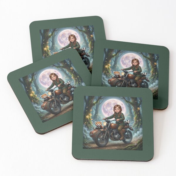 Item preview,  ​Girl on Motorcycle and Animals in a Magical Forest. designed and sold by JoyNest = "The nest of joy".