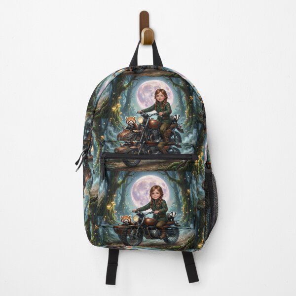 Item preview, Girl on Motorcycle and Animals in a Magical Forest. designed and sold by JoyNest = "The nest of joy".