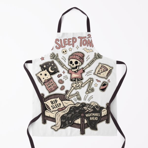 Item preview, Skeleton in Beanie Jumping on Bed Surrounded by Snacks and Sleep Items designed and sold by MisteryDesigner.
