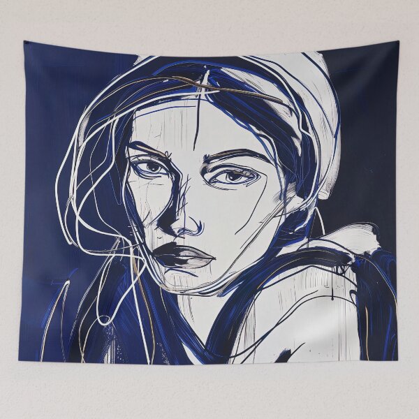 Item preview, Croatian woman - Blue Abstract Art designed and sold by shadow-bloom.