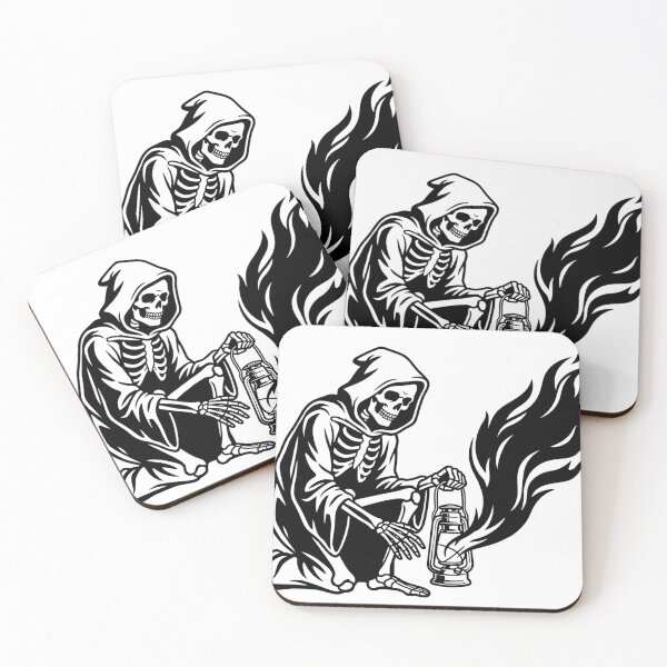 Item preview, Grim Reaper Kneeling with Lantern as Black Flames Erupt from It designed and sold by MisteryDesigner.