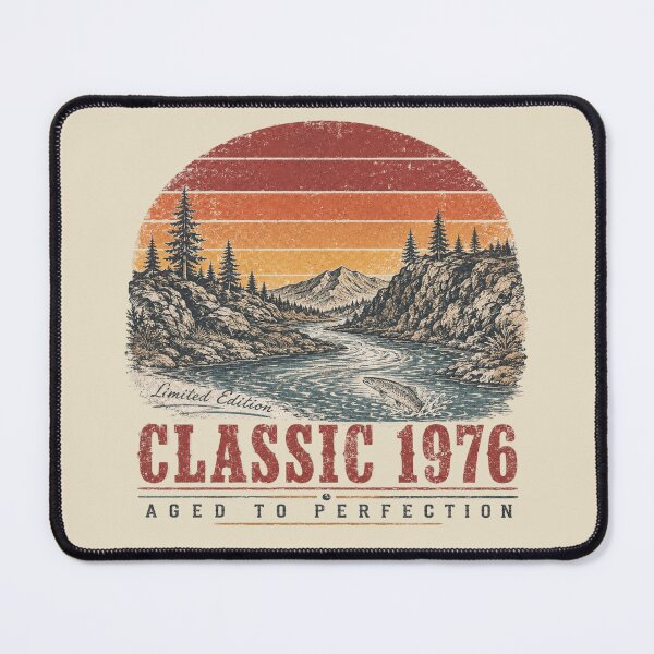 Item preview, Classic 1976 Trout Fisherman 50th Birthday Gift for Dad designed and sold by POD DYNASTY | Original Print On Demand T-Shirt Graphics.