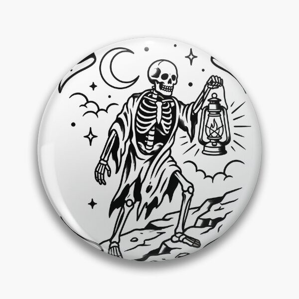 Item preview, Skeleton in Tattered Cloak Walking with Lantern Under Crescent Moon and Stars designed and sold by MisteryDesigner.