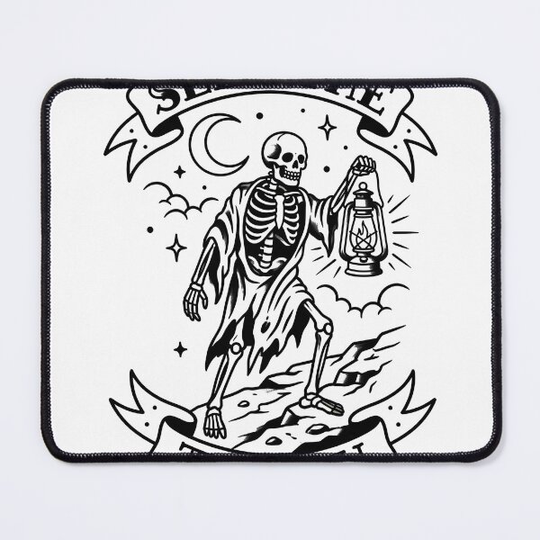 Item preview, Skeleton in Tattered Cloak Walking with Lantern Under Crescent Moon and Stars designed and sold by MisteryDesigner.
