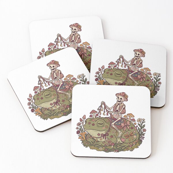 Item preview, Skeleton in Mushroom Hat Riding Giant Decorated Frog Through Mushroom Forest designed and sold by MisteryDesigner.