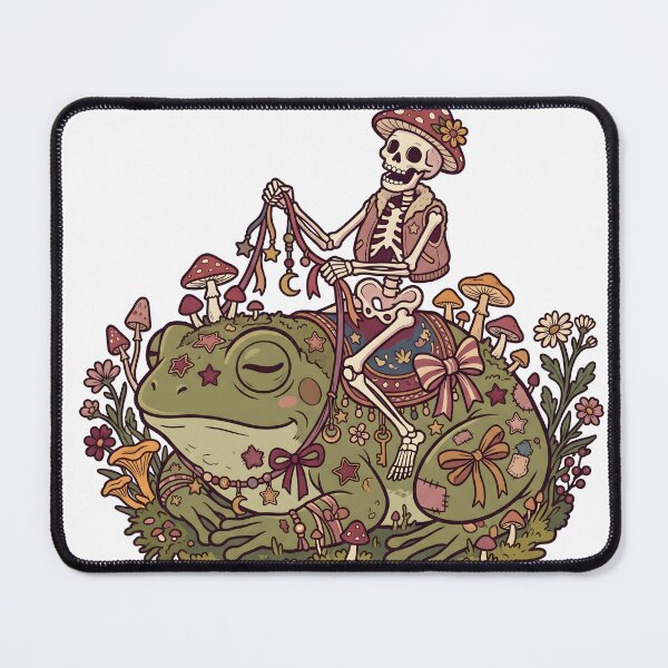 Item preview, Skeleton in Mushroom Hat Riding Giant Decorated Frog Through Mushroom Forest designed and sold by MisteryDesigner.