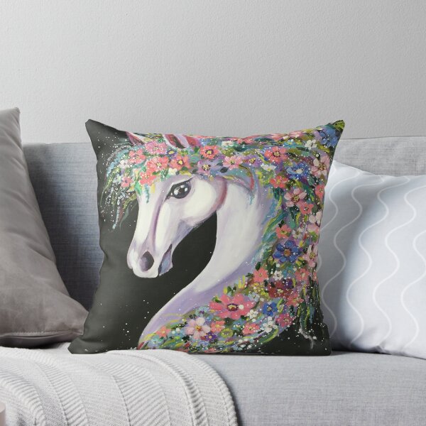 Item preview, White horse with flowers, colorful unicorn white horse designed and sold by OlZik-StudioArt.