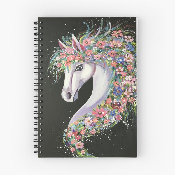 Item preview, White horse with flowers, colorful unicorn white horse designed and sold by OlZik-StudioArt.