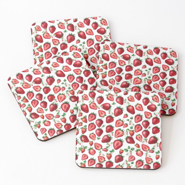 Item preview, Seamless design of hand-painted watercolor strawberries, featuring whole and halved strawberries designed and sold by VibranPalette.