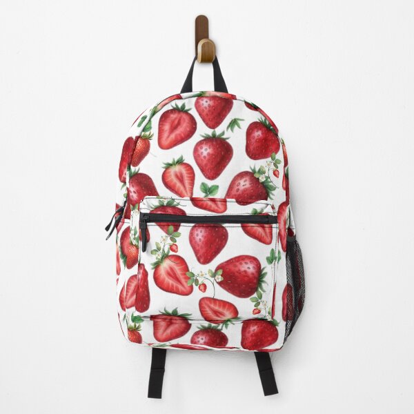 Item preview, Seamless design of hand-painted watercolor strawberries, featuring whole and halved strawberries designed and sold by VibranPalette.