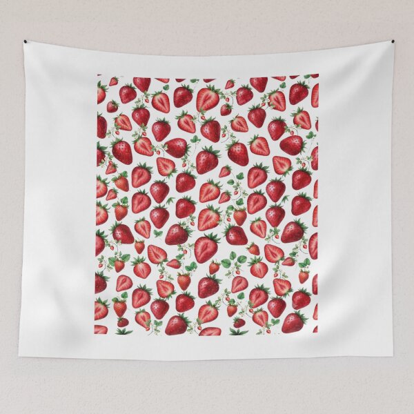 Item preview, Seamless design of hand-painted watercolor strawberries, featuring whole and halved strawberries designed and sold by VibranPalette.