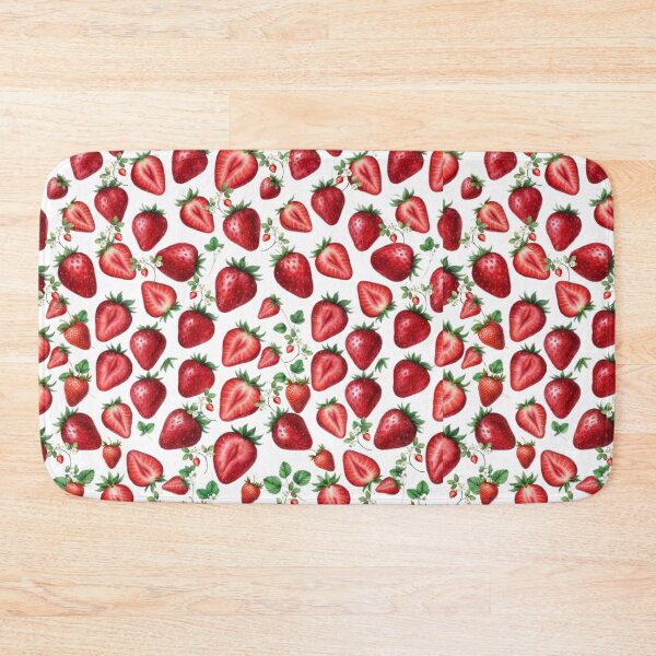 Item preview, Seamless design of hand-painted watercolor strawberries, featuring whole and halved strawberries designed and sold by VibranPalette.