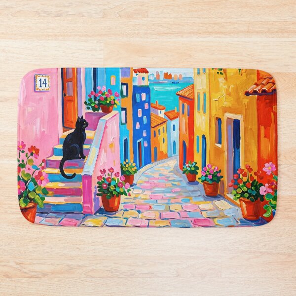 Item preview, Black Cat Mediterranean Window View Art designed and sold by Timegraf.