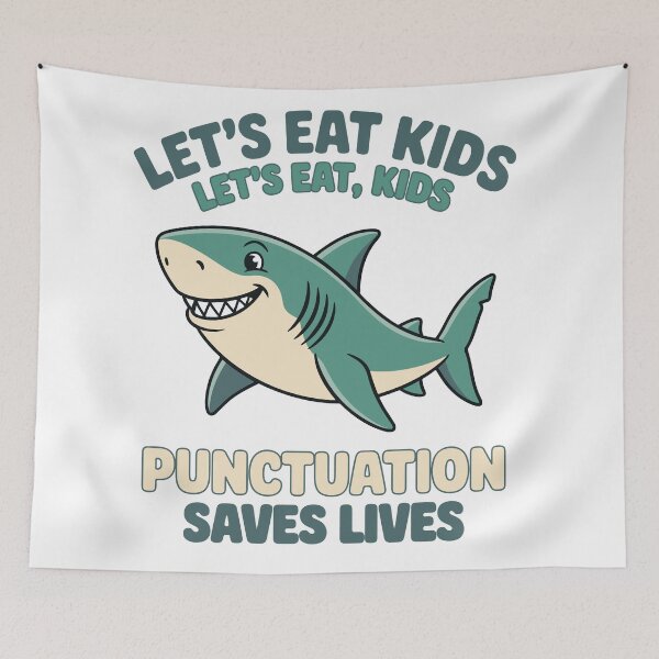 Item preview, Funny Grammar Teacher Shirt - Let's Eat Kids Punctuation Saves Lives Cute Shark designed and sold by BobaTeeStore.
