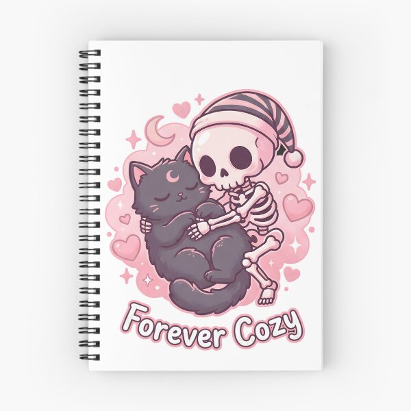 Item preview, Skeleton in Striped Nightcap Hugging Sleeping Black Cat with Moon Mark designed and sold by MisteryDesigner.