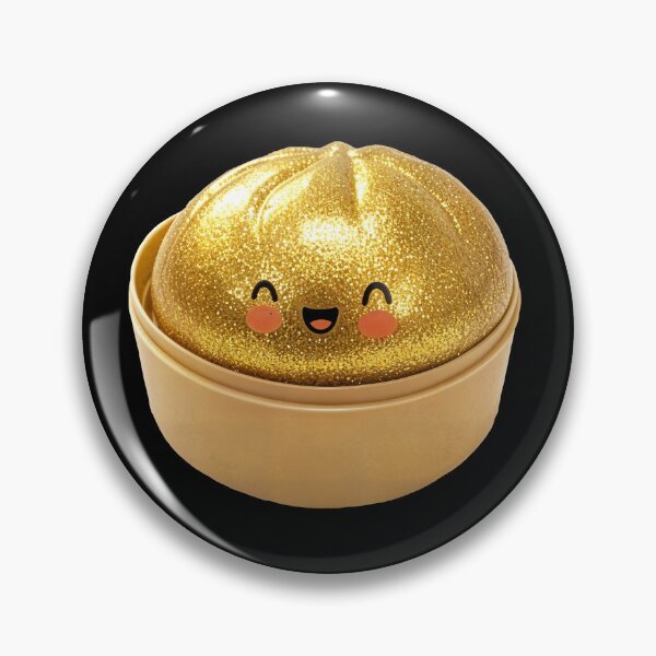Item preview, Gold Glitter Squishy Dumpling Toy in Bamboo Steamer – Photorealistic Cutout designed and sold by EmeraldeaArt.