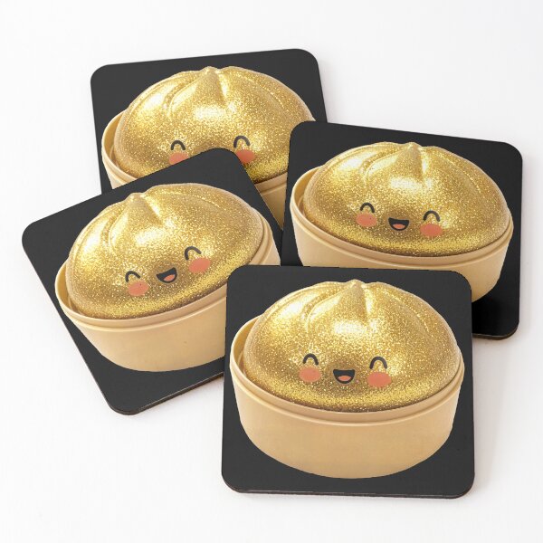 Item preview, Gold Glitter Squishy Dumpling Toy in Bamboo Steamer – Photorealistic Cutout designed and sold by EmeraldeaArt.
