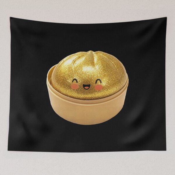 Item preview, Gold Glitter Squishy Dumpling Toy in Bamboo Steamer – Photorealistic Cutout designed and sold by EmeraldeaArt.