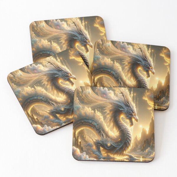 Item preview, Celestial Golden Dragon – Divine Sky Serpent Fantasy Mythical Creature Design designed and sold by DrakariArt.