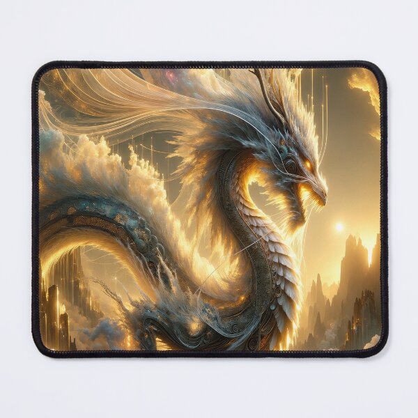 Item preview, Celestial Golden Dragon – Divine Sky Serpent Fantasy Mythical Creature Design designed and sold by DrakariArt.