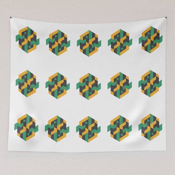 Item preview, Isometric Hexagon Abstract - Modern Geometric Optical Art designed and sold by Dzblack.