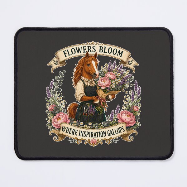 Item preview, Charming horse florist carrying a bouquet of inspiration. designed and sold by Kolibra.