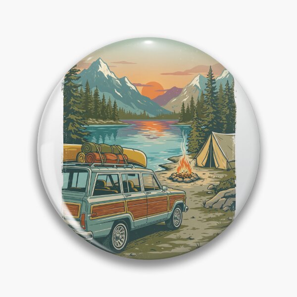 Item preview, Vintage Camper   Mountain Lake Campfire Landscape designed and sold by TeeARTHY.