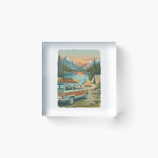 Item preview, Vintage Camper   Mountain Lake Campfire Landscape designed and sold by TeeARTHY.