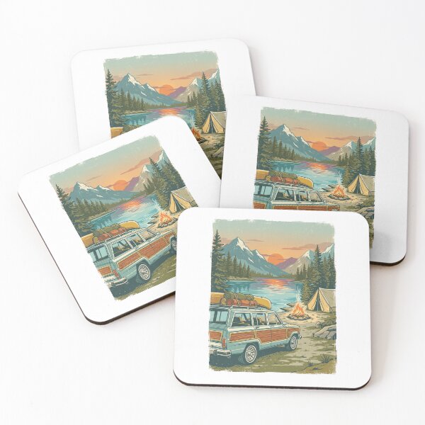 Item preview, Vintage Camper   Mountain Lake Campfire Landscape designed and sold by TeeARTHY.