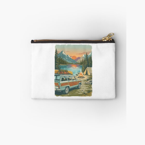 Item preview, Vintage Camper   Mountain Lake Campfire Landscape designed and sold by TeeARTHY.