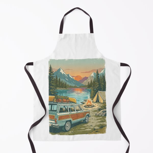 Item preview, Vintage Camper Mountain Lake Campfire Landscape designed and sold by TeeARTHY.