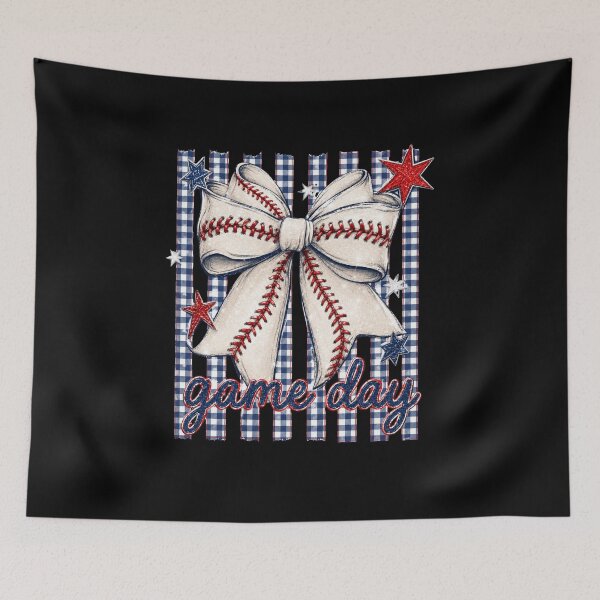Item preview, Game Day Baseball Bow Red White Blue Plaid designed and sold by PrintanovaDesign.